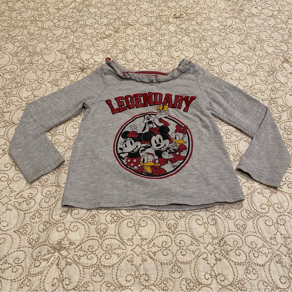 Disney Girls Gray Legendary Mickey Mouse Shirt Size 4T